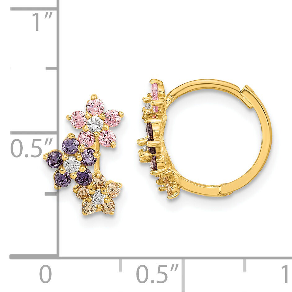 14K Madi K Hinged Flower Multicolor CZ Hoop Earrings-SE3012