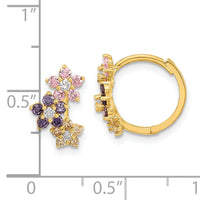 14K Madi K Hinged Flower Multicolor CZ Hoop Earrings-SE3012