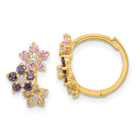 14K Madi K Hinged Flower Multicolor CZ Hoop Earrings-SE3012