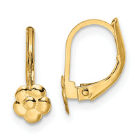 14K Madi K Polished Flower Leverback Earrings-SE3013