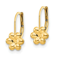14K Madi K Polished Flower Leverback Earrings-SE3014