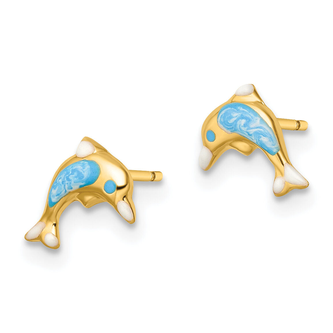 14k Madi K Polished Enameled Dolphin Post Earrings-SE3019