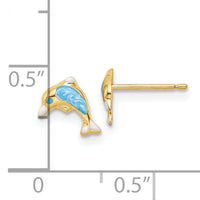 14k Madi K Polished Enameled Dolphin Post Earrings-SE3019