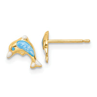 14k Madi K Polished Enameled Dolphin Post Earrings-SE3019