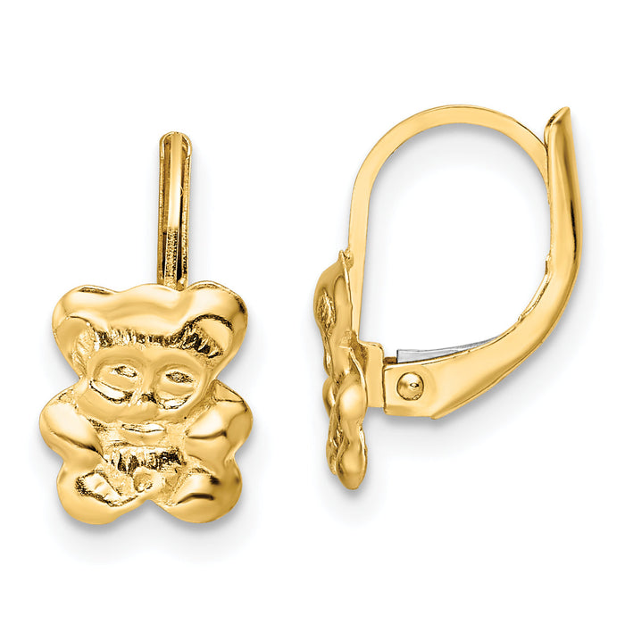 14K Madi K Polished Teddy Bear Leverback Earrings-SE3022