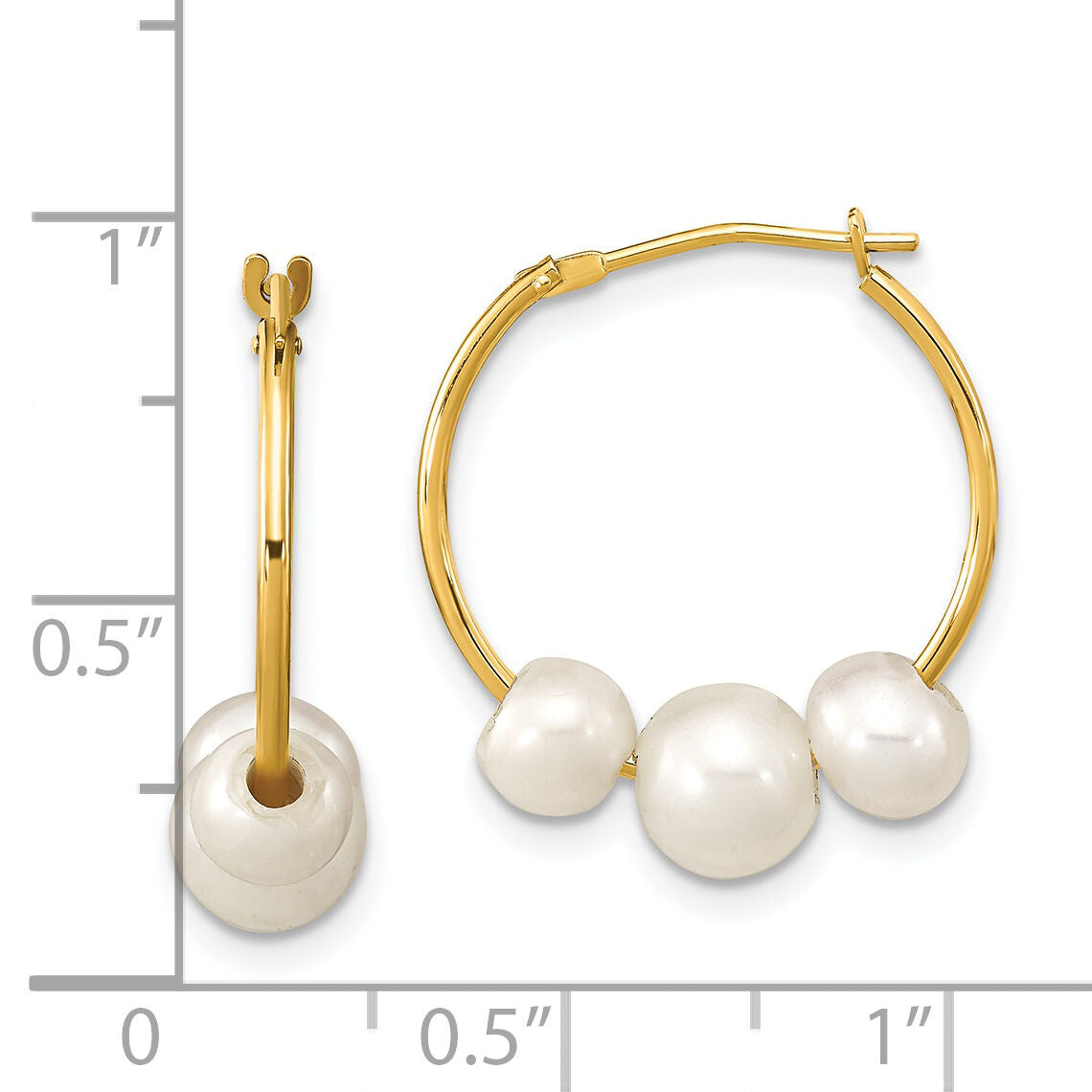 14K Madi K 5-7mm Round White FWC Pearl Hoop Earrings-SE3046