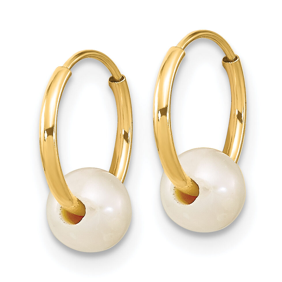 14K Madi K 5-6mm Round White FWC Pearl Hoop Earrings-SE3049
