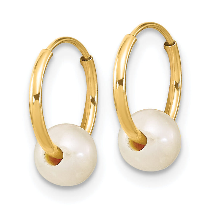 14K Madi K 5-6mm Round White FWC Pearl Hoop Earrings-SE3049