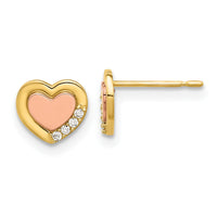 14k Madi K Two-tone Polished CZ Heart Post Earrings-SE3053