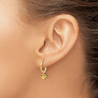 14k Madi K Polished Heart Dangle Huggie Hoop Earrings-SE3055