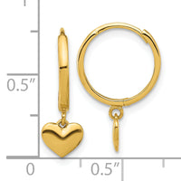 14k Madi K Polished Heart Dangle Huggie Hoop Earrings-SE3055