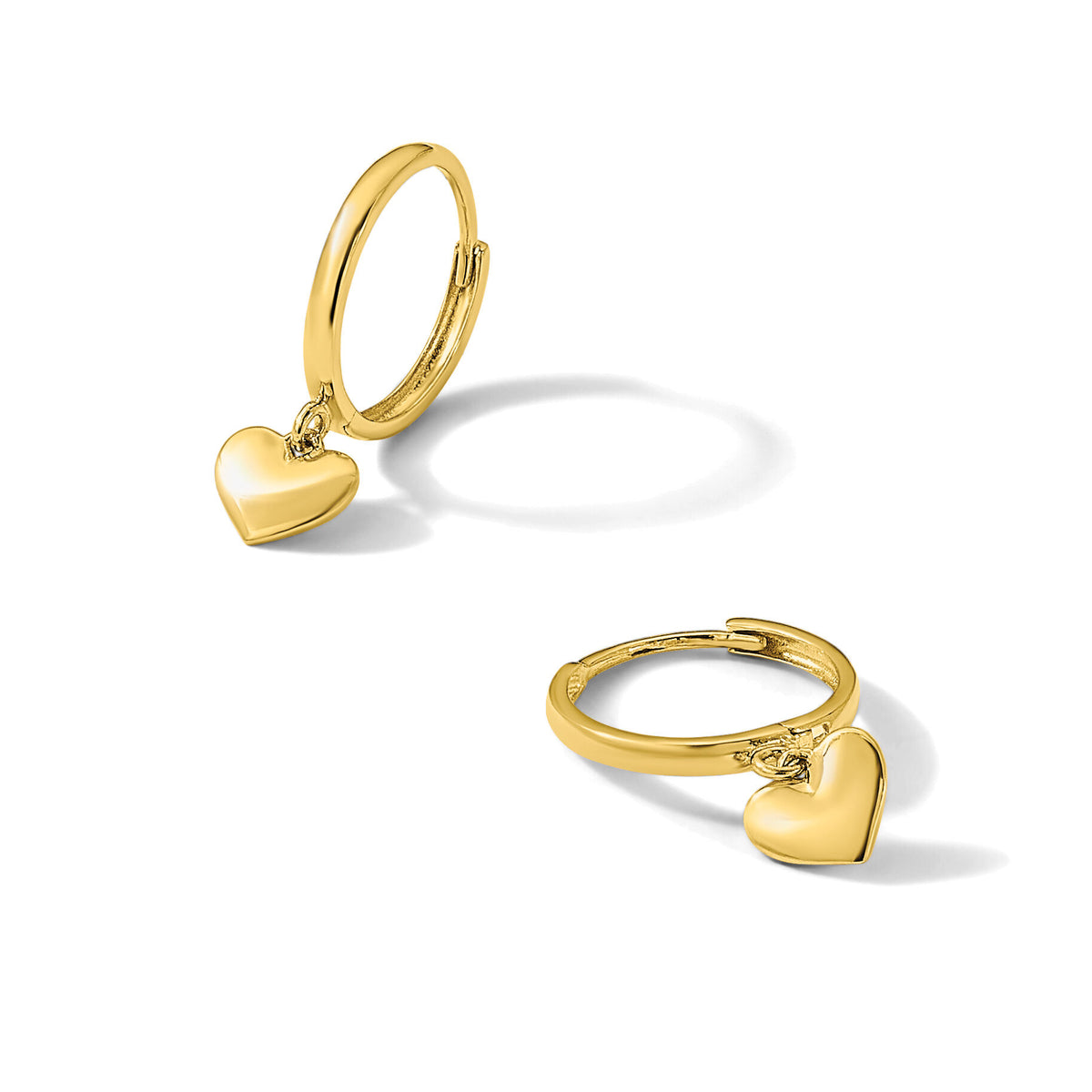 14k Madi K Polished Heart Dangle Huggie Hoop Earrings-SE3055