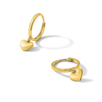 14k Madi K Polished Heart Dangle Huggie Hoop Earrings-SE3055