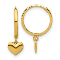 14k Madi K Polished Heart Dangle Huggie Hoop Earrings-SE3055