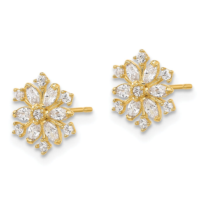 14k Madi K Polished CZ Snowflake Post Earrings-SE3059