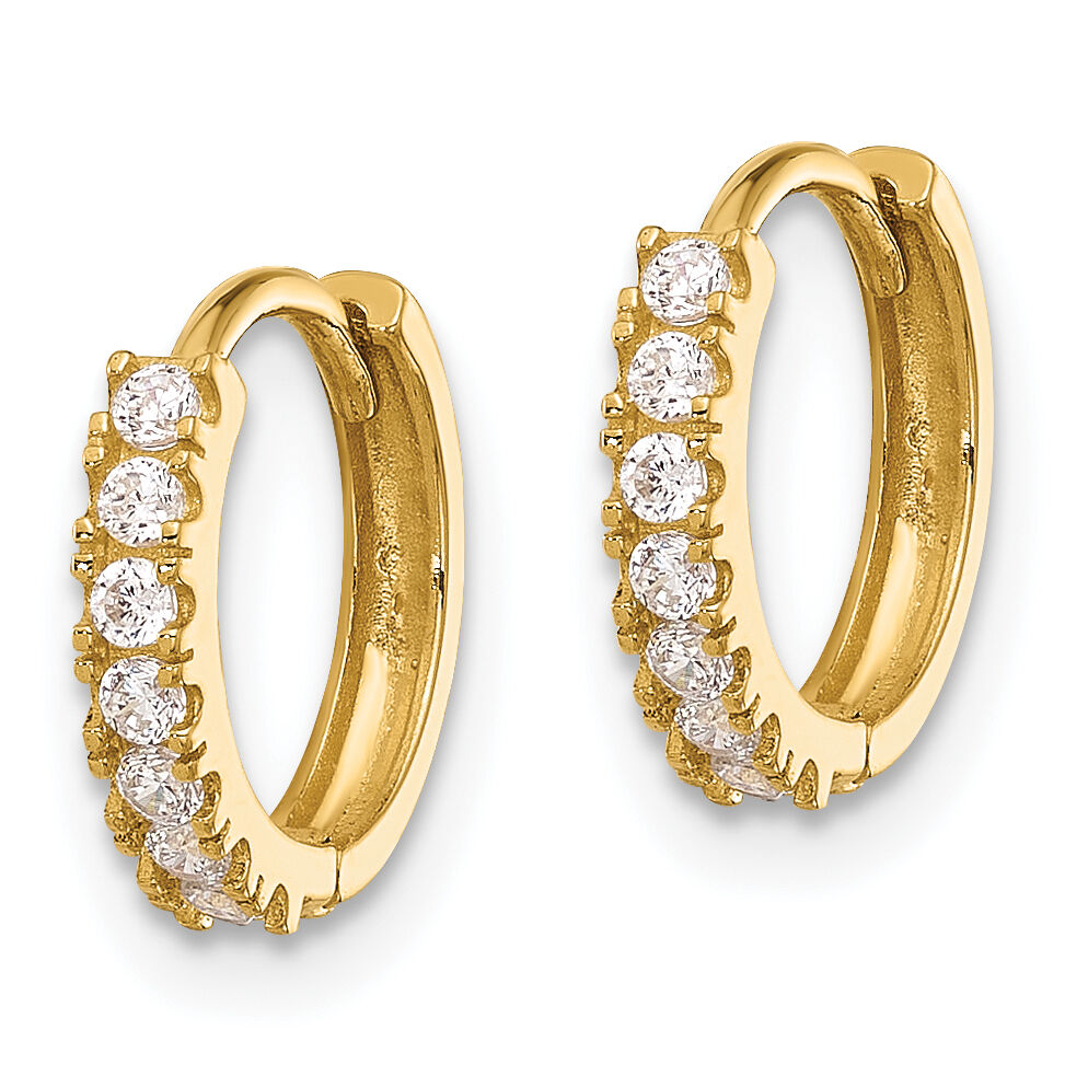 14k Madi K Polished CZ 2mm Hinged Huggie Hoop Earrings-SE3063