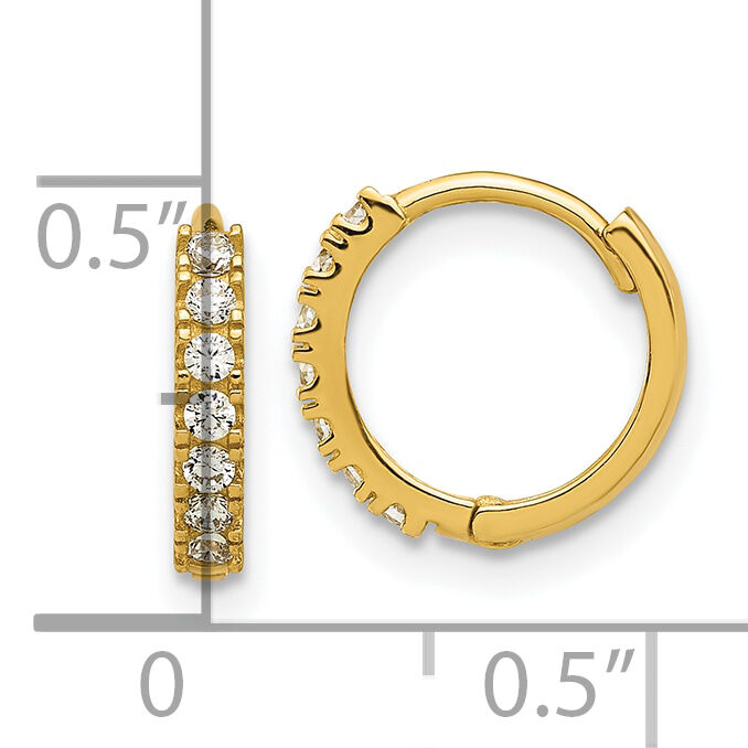 14k Madi K Polished CZ 2mm Hinged Huggie Hoop Earrings-SE3063