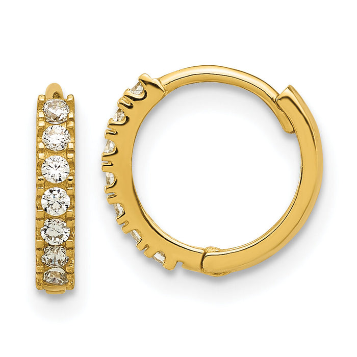 14k Madi K Polished CZ 2mm Hinged Huggie Hoop Earrings-SE3063