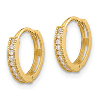 14k Madi K Polished CZ 2mm Hinged Huggie Hoop Earrings-SE3064