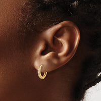 14k Madi K Polished CZ 2mm Hinged Huggie Hoop Earrings-SE3064