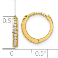 14k Madi K Polished CZ 2mm Hinged Huggie Hoop Earrings-SE3064
