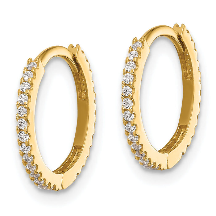 14k Madi K Polished CZ 1.25mm Hinged Huggie Hoop Earrings-SE3067
