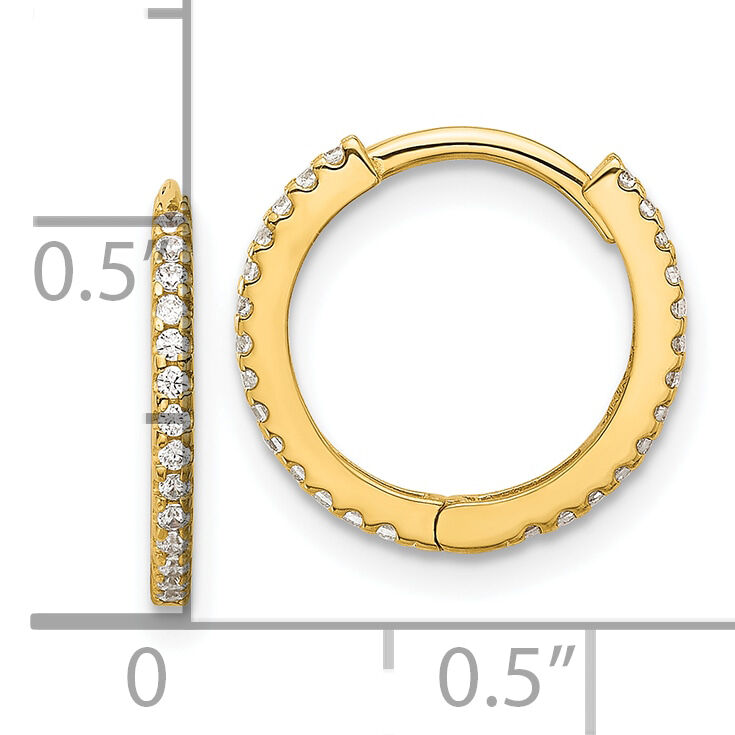 14k Madi K Polished CZ 1.25mm Hinged Huggie Hoop Earrings-SE3067