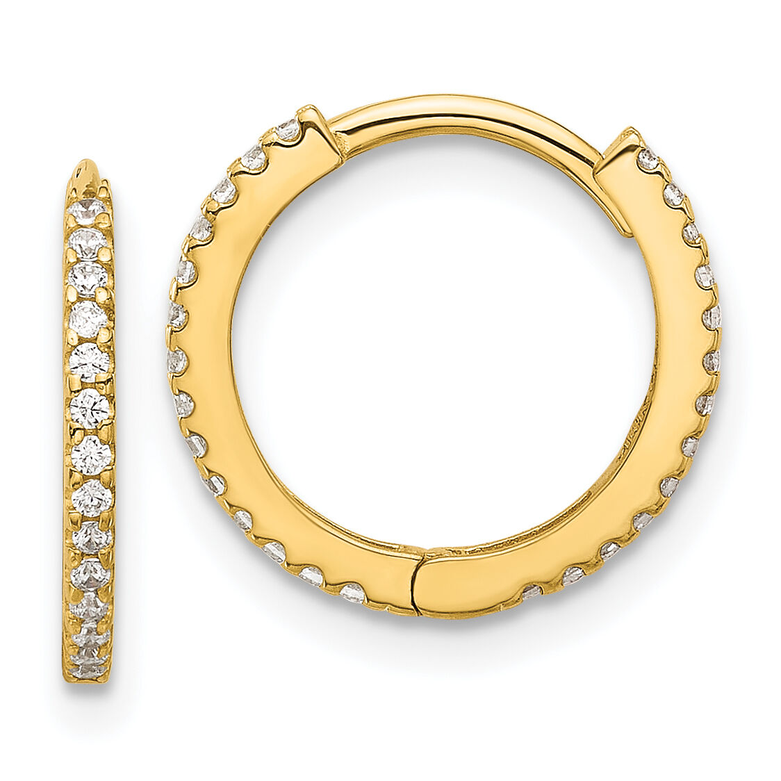 14k Madi K Polished CZ 1.25mm Hinged Huggie Hoop Earrings-SE3067