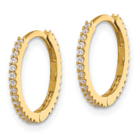 14k Madi K Polished CZ 1.25mm Hinged Huggie Hoop Earrings-SE3068