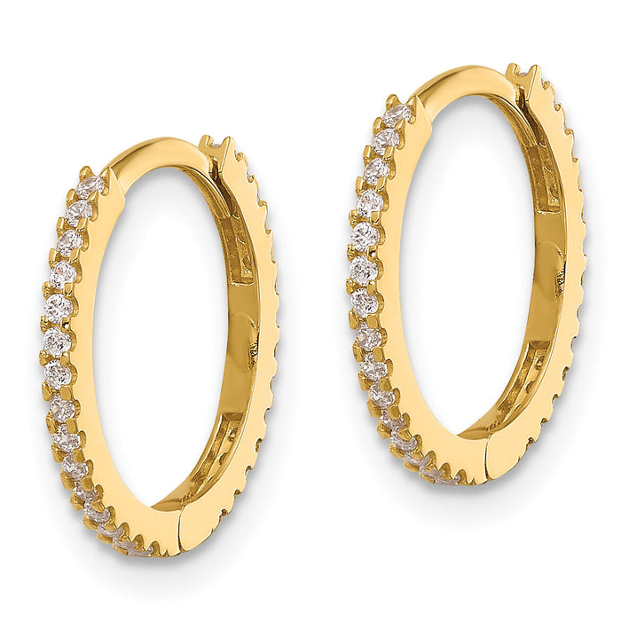 14k Madi K Polished CZ 1.25mm Hinged Huggie Hoop Earrings-SE3068