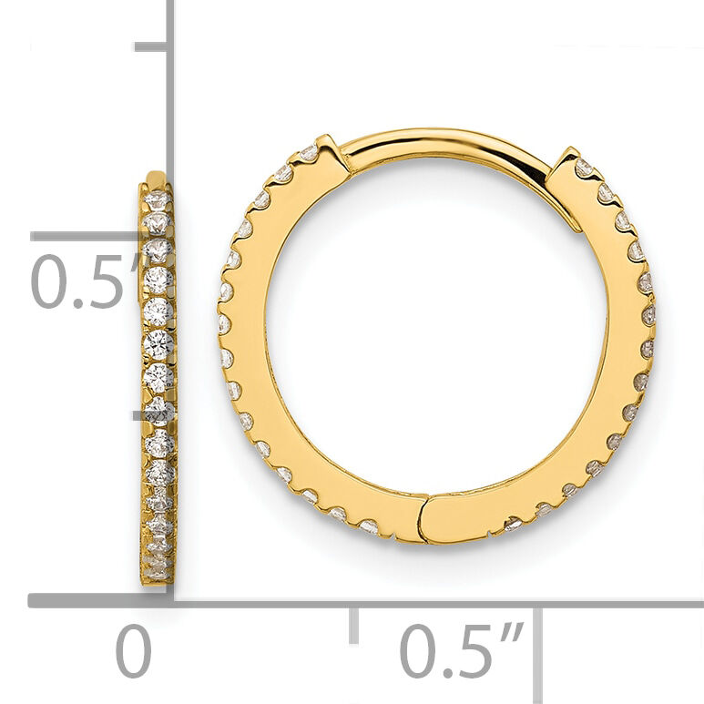 14k Madi K Polished CZ 1.25mm Hinged Huggie Hoop Earrings-SE3068