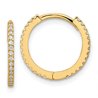 14k Madi K Polished CZ 1.25mm Hinged Huggie Hoop Earrings-SE3068