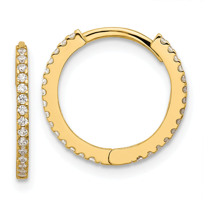 14k Madi K Polished CZ 1.25mm Hinged Huggie Hoop Earrings-SE3068