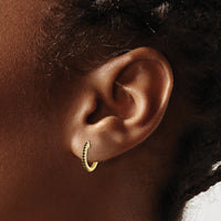 14k Madi K Black and White CZ Reversible Hinged Huggie Hoop Earrings-SE3069