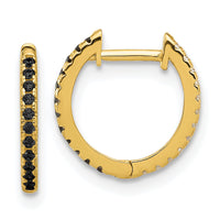 14k Madi K Black and White CZ Reversible Hinged Huggie Hoop Earrings-SE3069