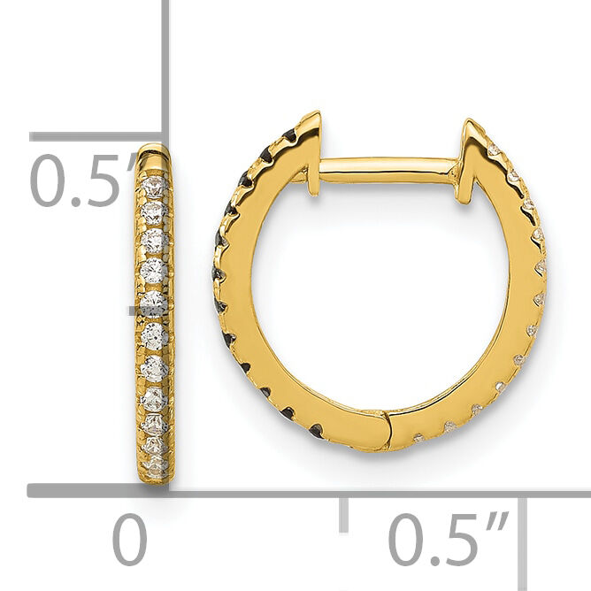 14k Madi K Black and White CZ Reversible Hinged Huggie Hoop Earrings-SE3069