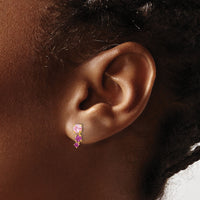 14k Madi K Polished Pink and Red CZ Post Earrings-SE3074