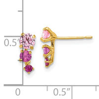14k Madi K Polished Pink and Red CZ Post Earrings-SE3074
