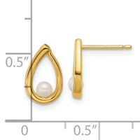 14K Polished Freshwater Pearl Teardrop Post Earrings-SE3075