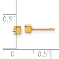 14K Polished 3mm Cube Post Earrings-SE3077