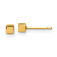 14K Polished 3mm Cube Post Earrings-SE3077