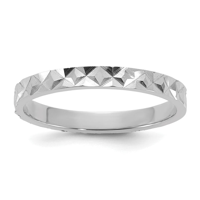 14K White Gold Madi K Diamond-cut Design 2mm Band Baby / Children's Ring-SE3084