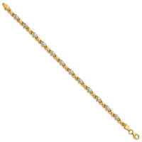 14k w/Rhodium Polished Heart and X Bracelet-SF1487-7
