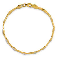 14k w/Rhodium Polished Heart and X Bracelet-SF1487-7