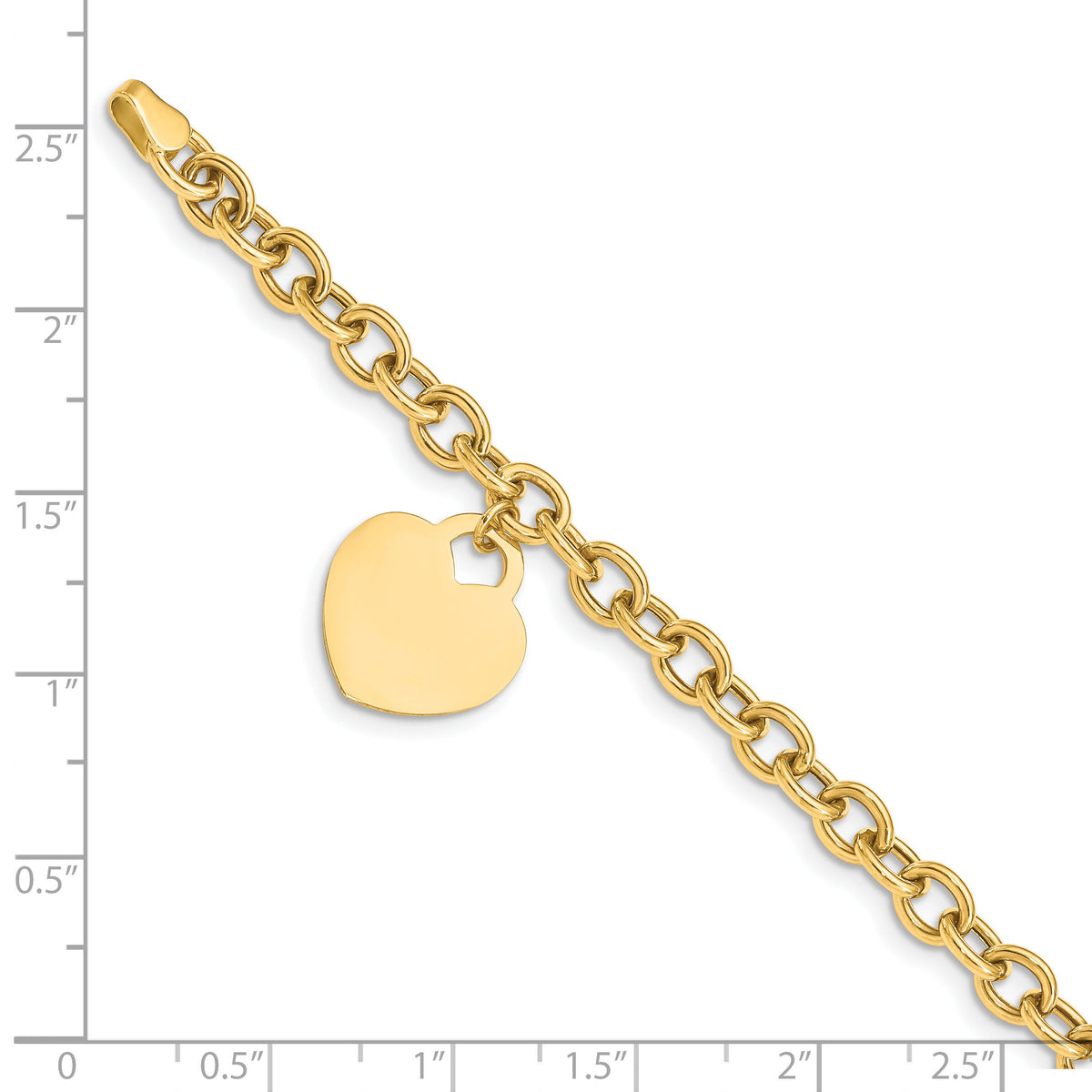 14K Heart Charm Hollow Bracelet-SF1510-8.25