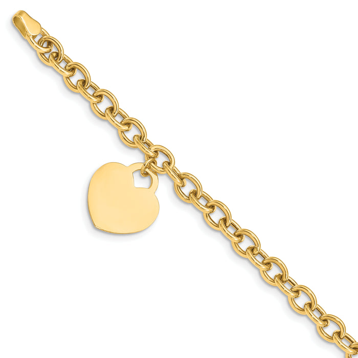14K Heart Charm Hollow Bracelet-SF1510-8.25