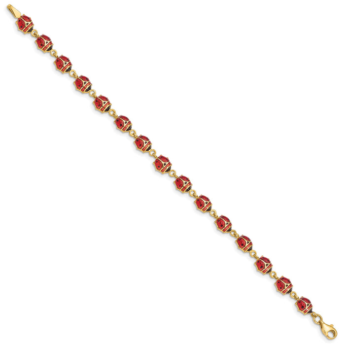 14K Enamel and Resin Ladybug Bracelet-SF1518-7