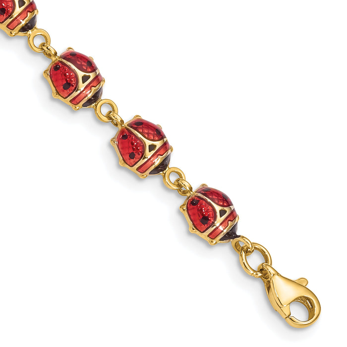 14K Enamel and Resin Ladybug Bracelet-SF1518-7