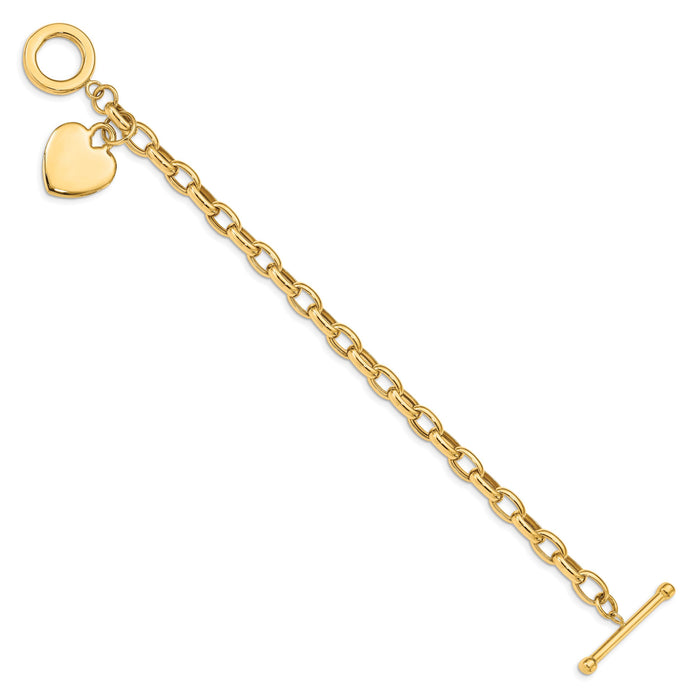 14k Heart Charm Bracelet-SF153-7.5