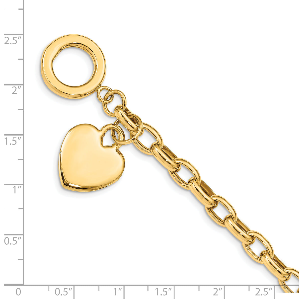 14k Heart Charm Bracelet-SF153-7.5